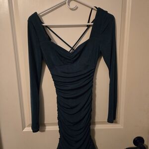 Elegant Green Long Sleeve Dress